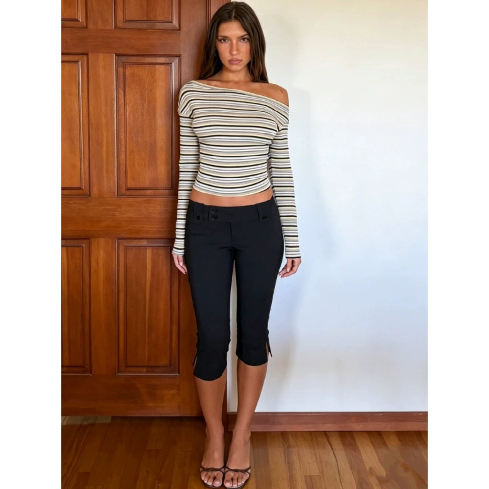 Zara Summer Solid Color Casual Slim Fit Outdoor Yoga Capri Pants